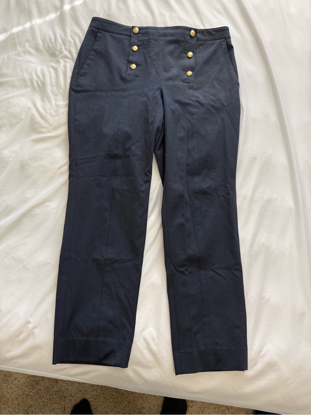 Vintage Navy Sailor-Style Pants with Gold Buttons